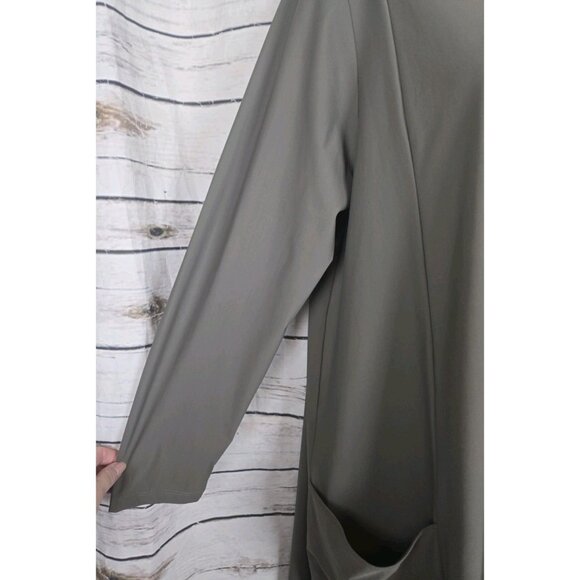 Jason by Comfy USA Olive Tunic Top M Nylon Blend Asymmetrical Zip Lagenlook - Picture 5 of 8